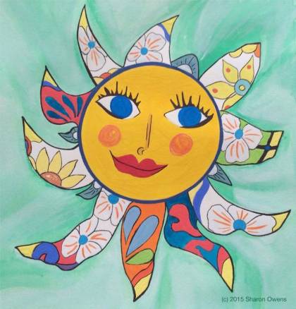 Happy Sun Face Mandala by Sharon Owens