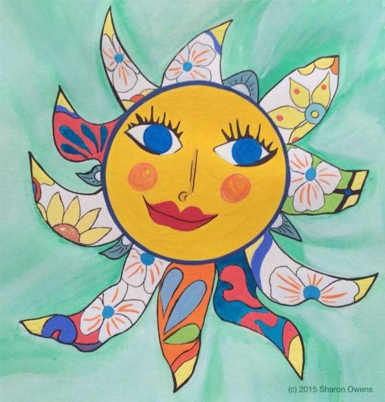 Happy Sun Face Mandala by Sharon Owens