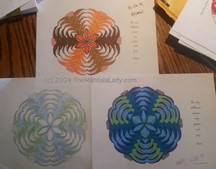 Flare Mandala as colored by Michelle, Nick, and Betty