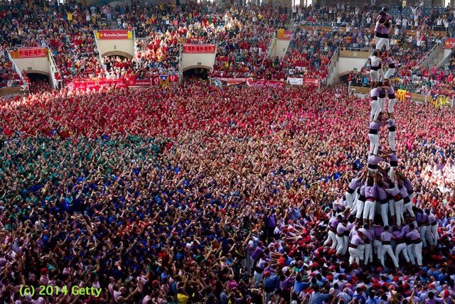 a completed human tower