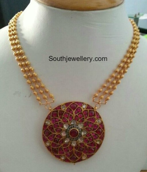 Gold Balls and Ruby Pendant
