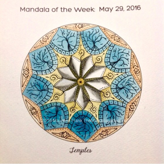 Temples Mandala in Color by Maureen Frank
