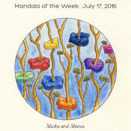Sticks and Stones Mandala in Color by Maureen Frank