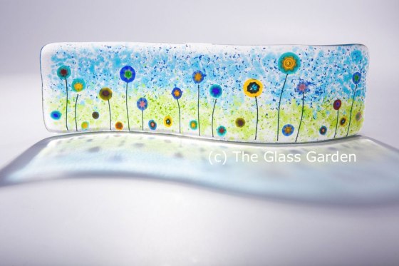 Millefiore Flower Fused Glass Wave by The Glass Garden