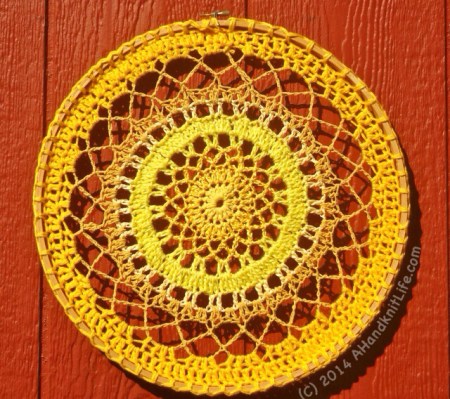 Yellow Crocheted Mandala by Lise Solvang