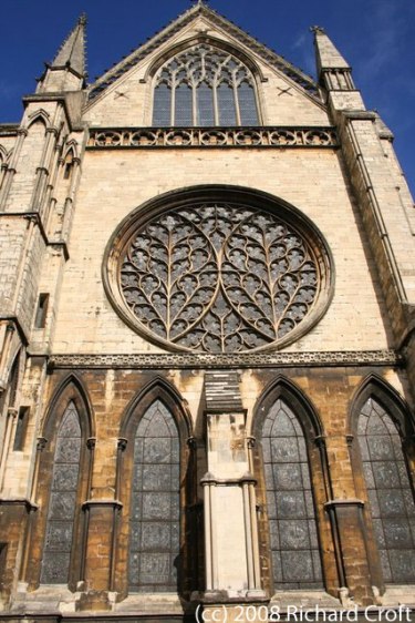 Outside view of Lincoln Cathedral rose window - photo by Richard Croft
