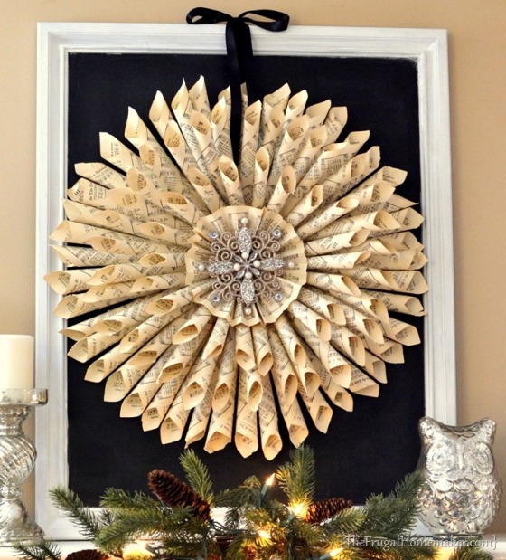 Vintage Music Page Wreath by TheFrugalHomemaker.com