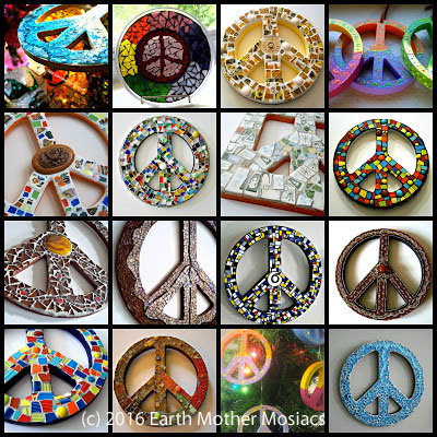 Mosaic Peace Symbols by Earth Mother Mosaics