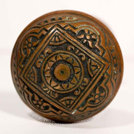 19th Century Antique Cast Bronze Eastlake Door Knob<br />source: ThePreservationStation.com