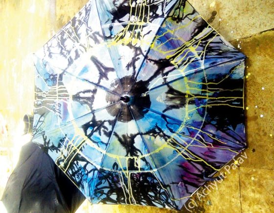 Abstract Umbrella Painting by Calligrapher Achyut Palav