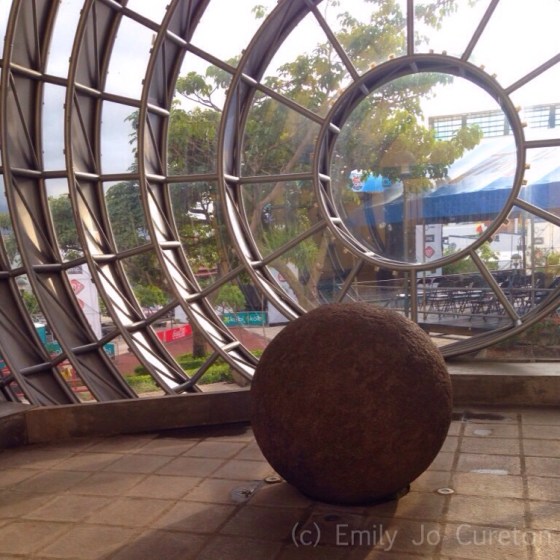 An ancient stone sphere in in San José, Costa Rica (Photo by Emily Jo Cureton)