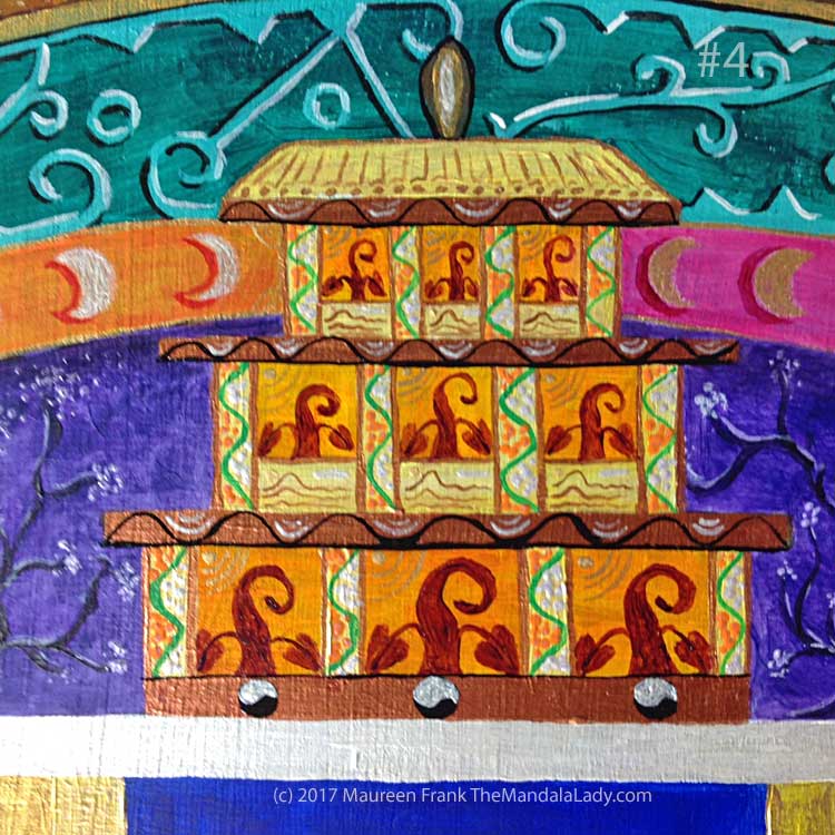 Archange #1 Mandala: 04 - add white to black circles and copper "beams"