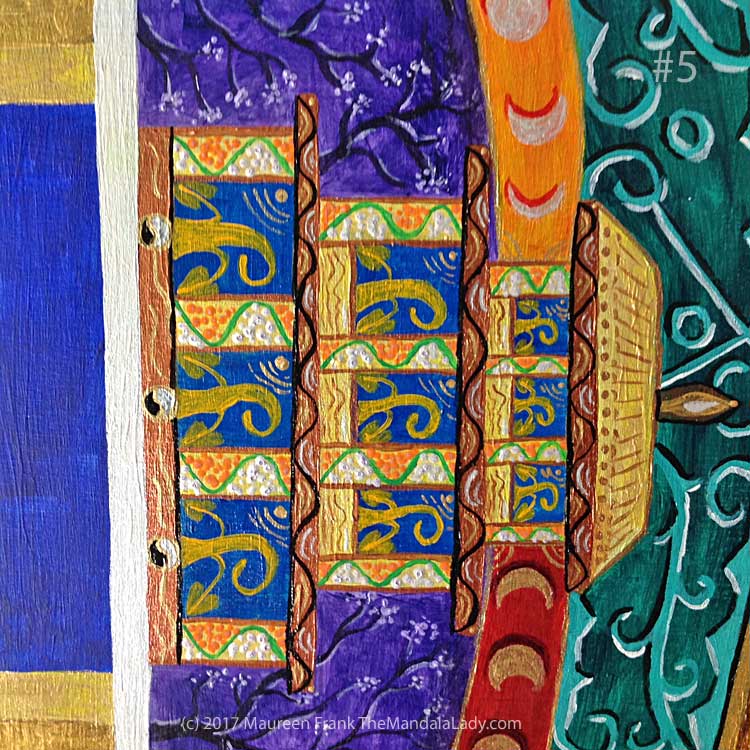 Archangel #1 Mandala: 05 - add gold to black circles and on copper "beams"