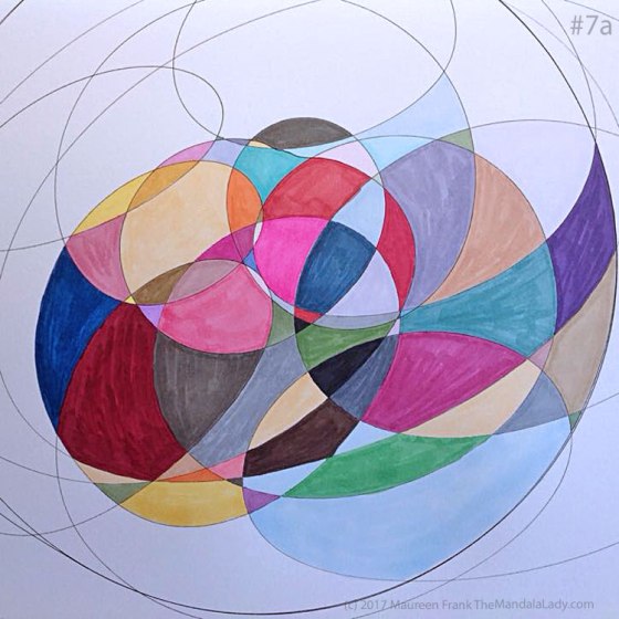 My Journey Mandala Day 1: 7 continue coloring in each section