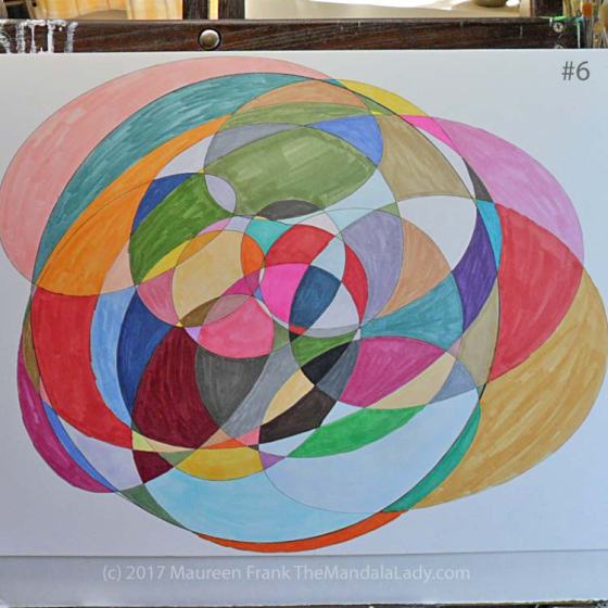 My Journey Mandala Day 2: 6 finish coloring in remaining sections using markers