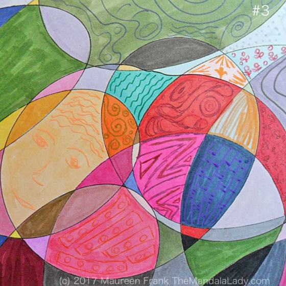 My Journey Mandala Day 3: 3 - continue randomly adding gel pen patterns to sections