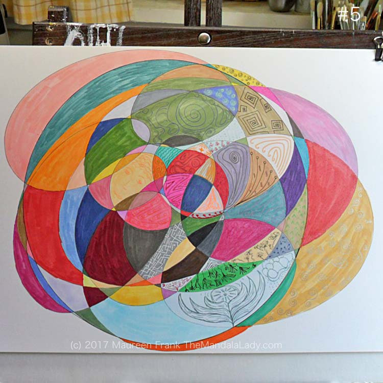 My Journey Mandala Day 3: 5 - full view of my progress for toay