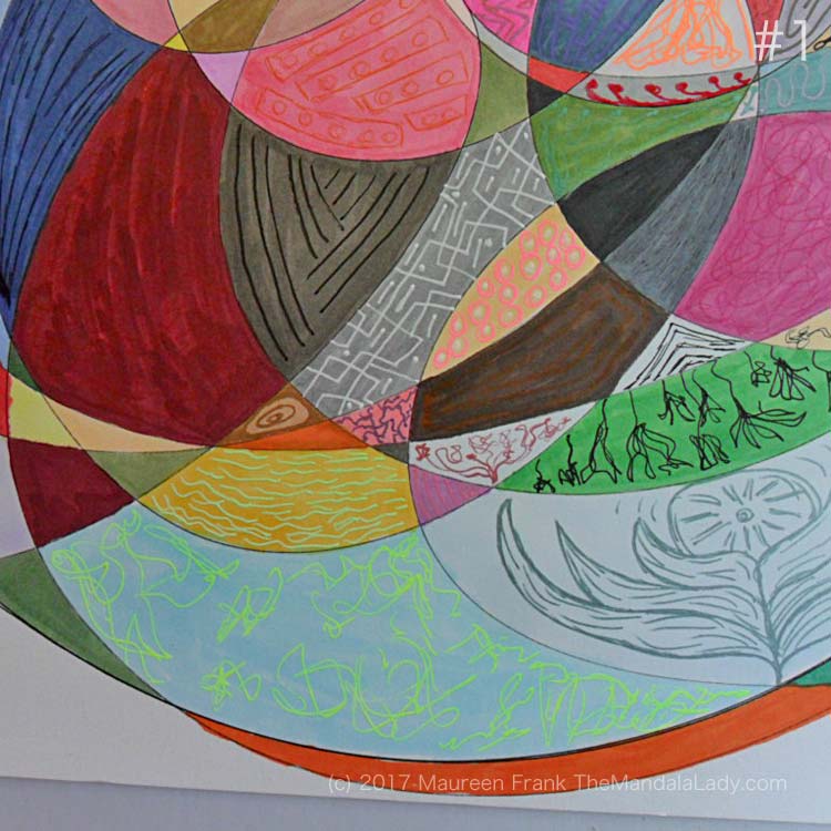 My Journey Mandala Day 4: 1 - randomly continue adding gel pen patterns to sections
