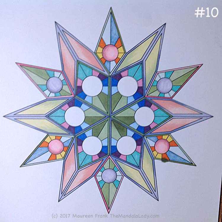 Soulscape Day 4: 10 - add dark green trim to other 3 center diamonds