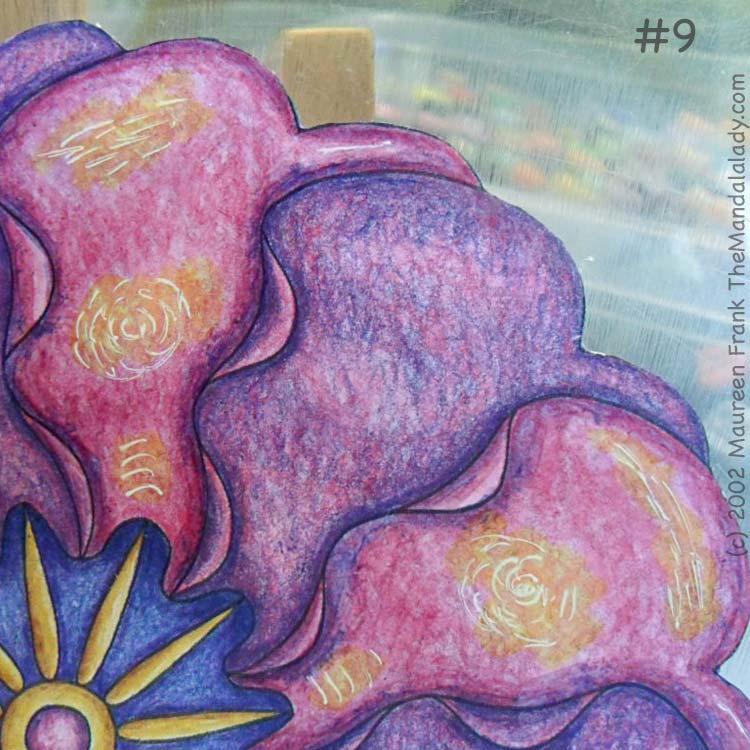 Primrose #2 Day 1: 9 - add white "texture" to yellow highlight to pink petals on right