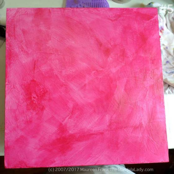 Windmill Mandala Day 1 gesso wood panel magenta