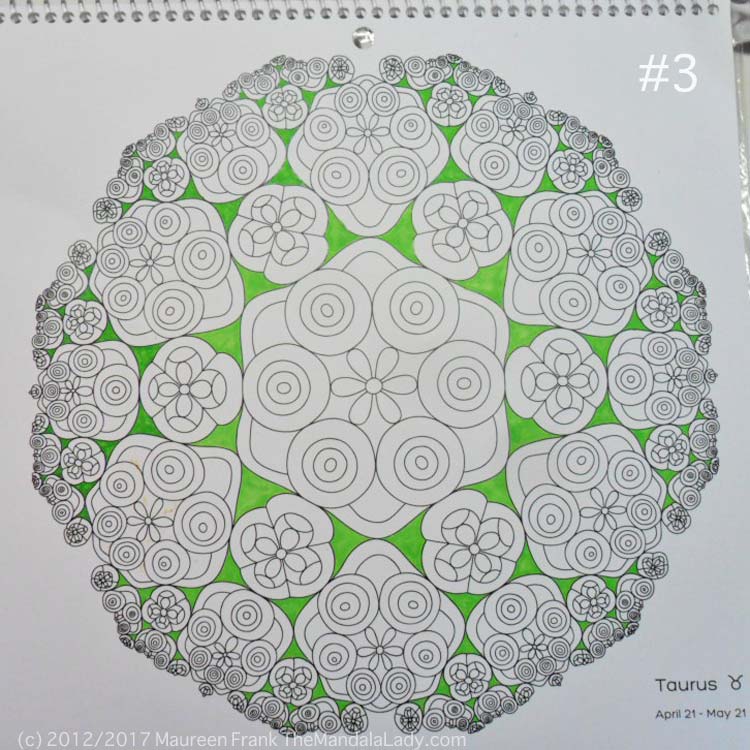Astrological Sign of Taurus - Mandala to Color - Hyperbolic Tessellation - green