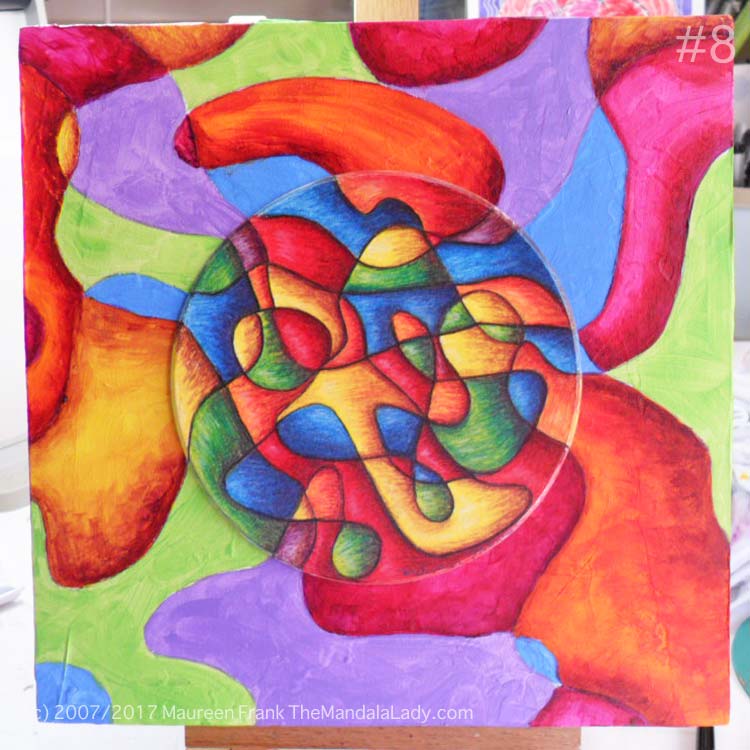 Bohemian Sunset Mandala - abstract art - doodle mandala - yellow - orange