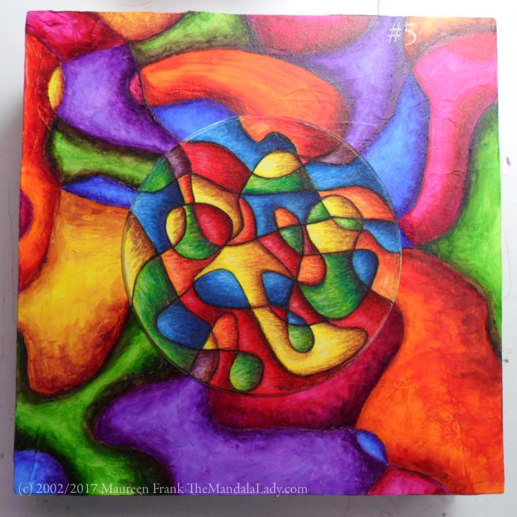 Bohemian Sunset Mandala - rainbow colors - abstract mandala - doodle - asymmetry