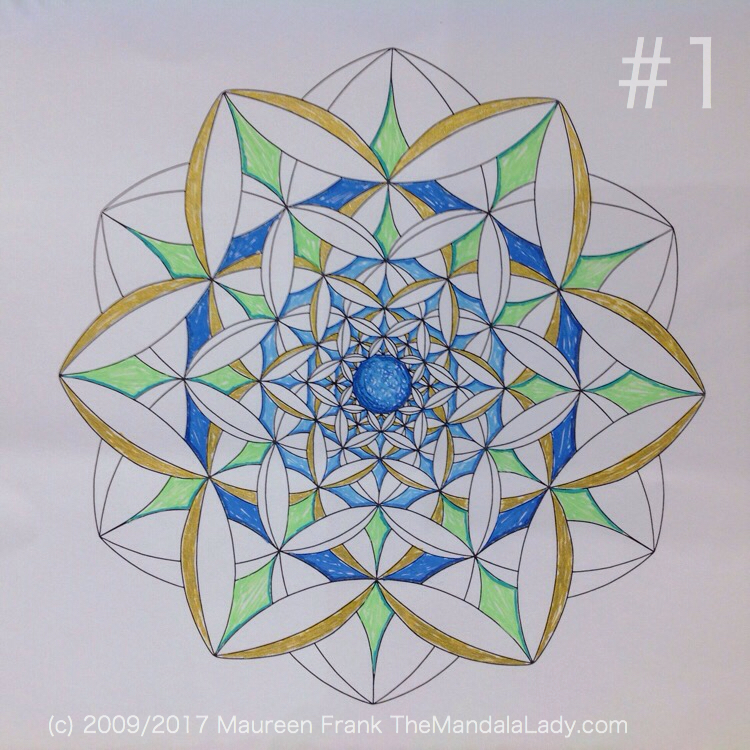 Fly Away With Me Mandala - The Mandala Lady - Wings - Butterflies - blue - green - gold - silver