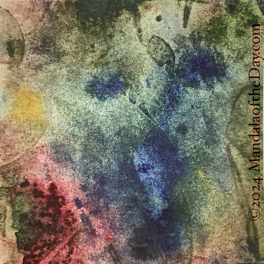 abstract background of warm colors of cranberry, olive green, mustard yellow, indigo blue, beige, and sage green.