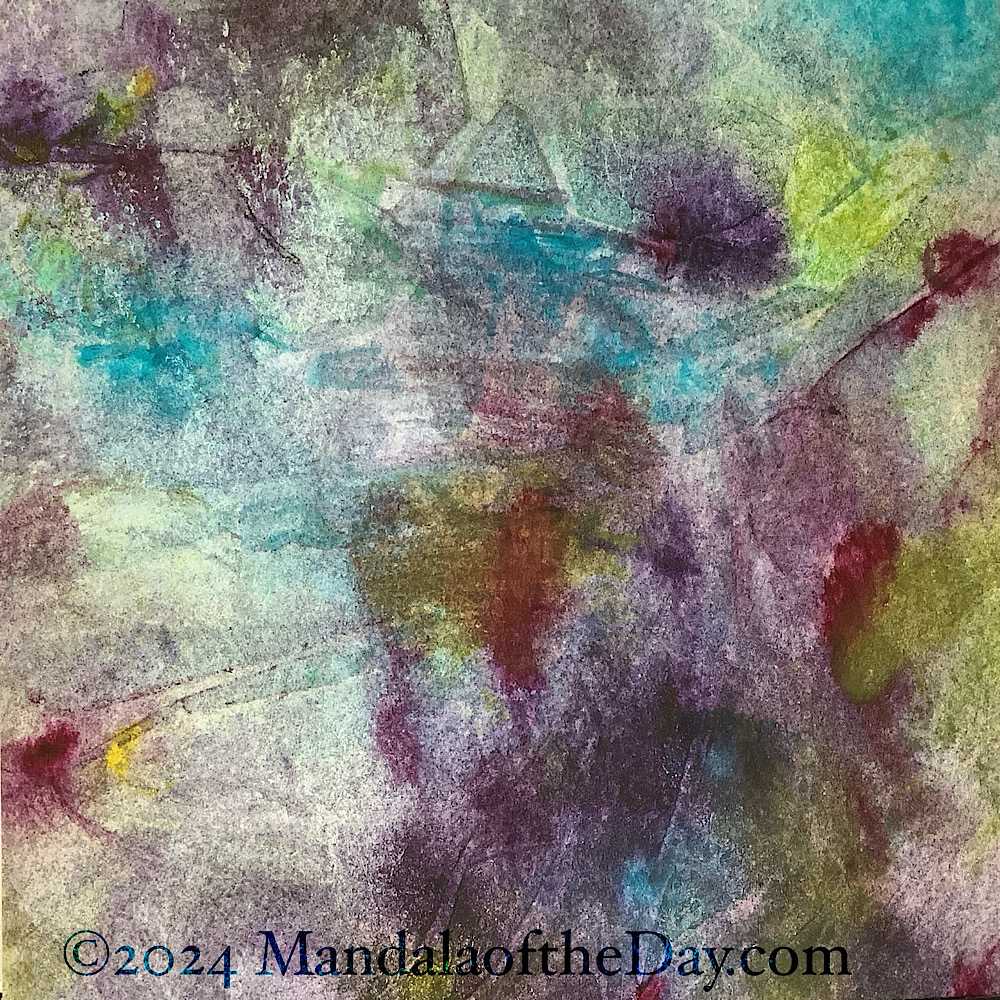 abstract background with colors of cream, chartreuse, purple, maroon, yellow, green, and teal.