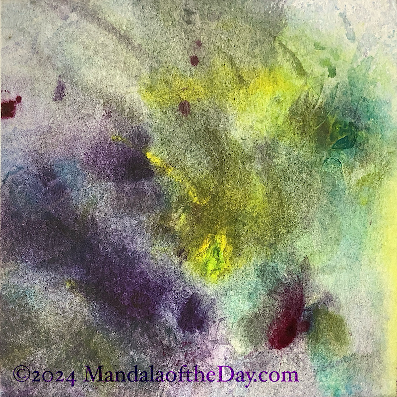 abstract background with colors of yellow, green, teal, purple and off-white.