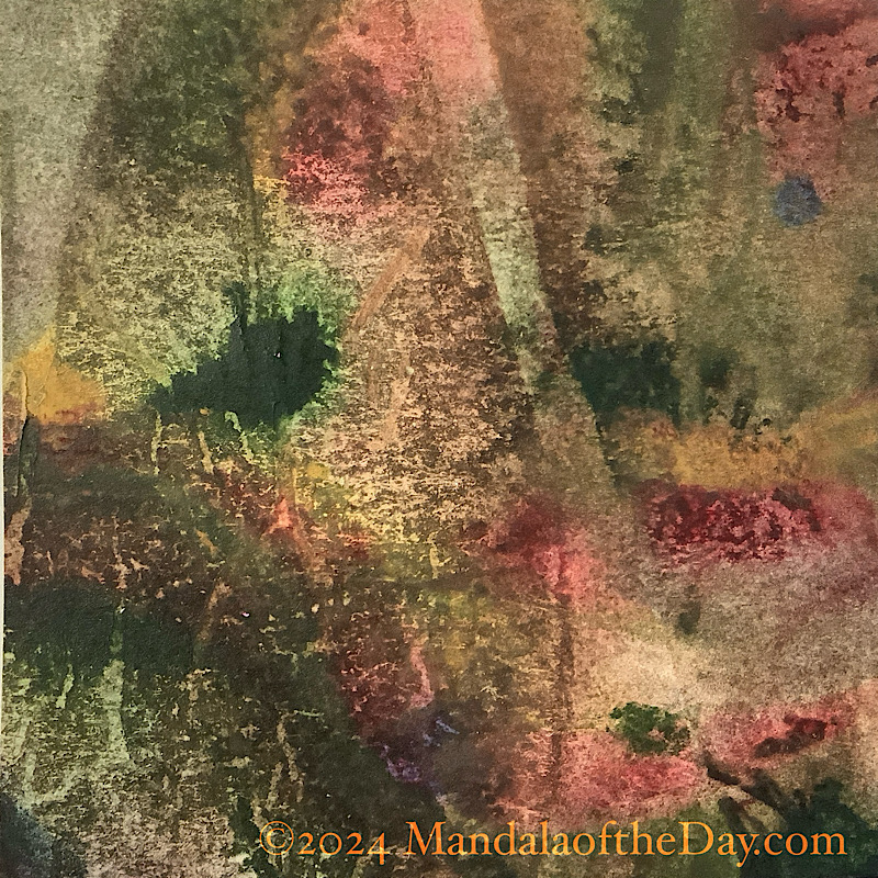 MotD 24-205 7/23/24 abstract background with dark, warm colors of green, maroon, beige, and a spot mustard yellow