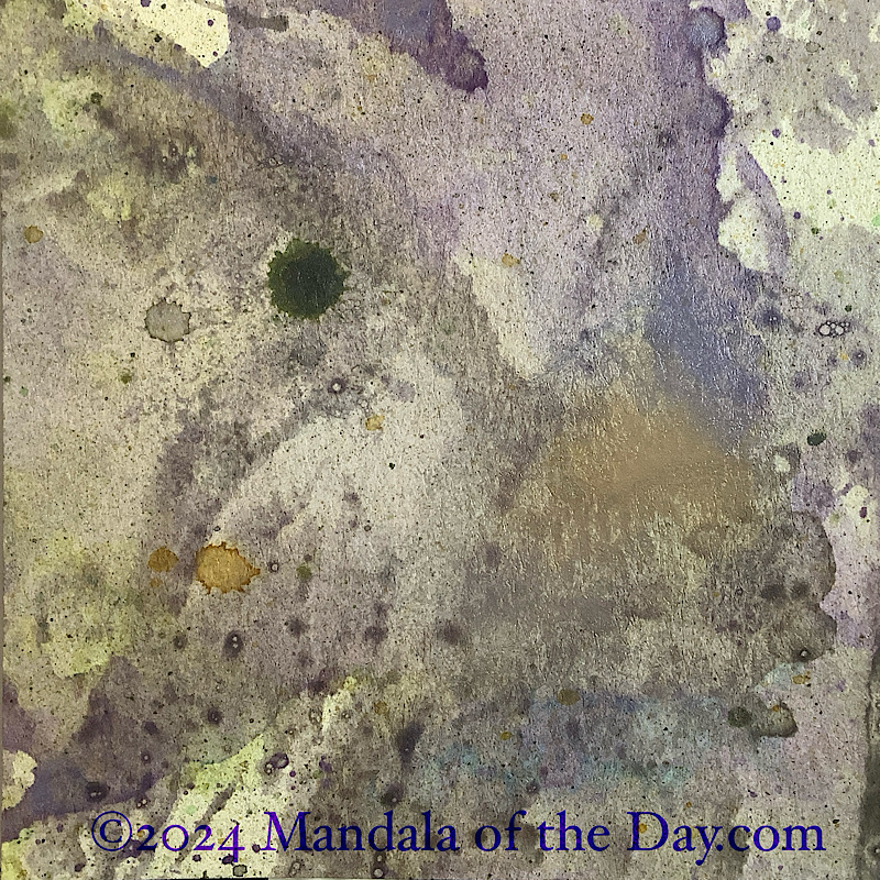 MotD 24-227 Rigor — Before. abstract background of muted light green with a textured glaze of metallic green, purple, and gold.