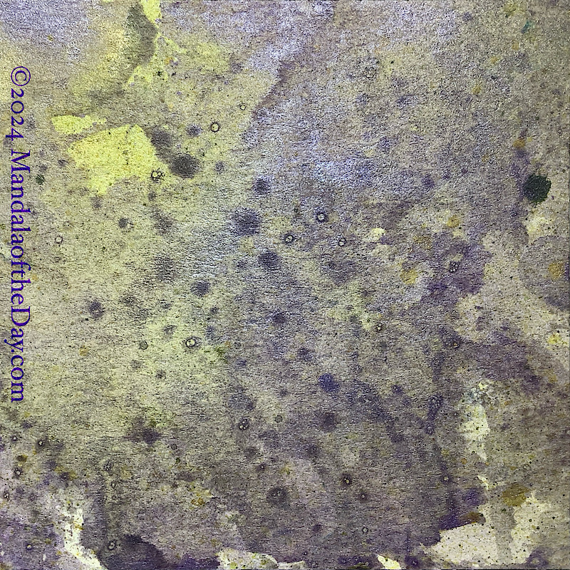 MotD 24-228 “Optimism” — Before. Abstract background of pale and lime green with a glaze of metallic purple and green.
