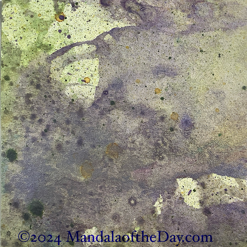 MotD 24-234 Spirituality — Before. abstract background in textured light green with a glaze of metallic purple and green.