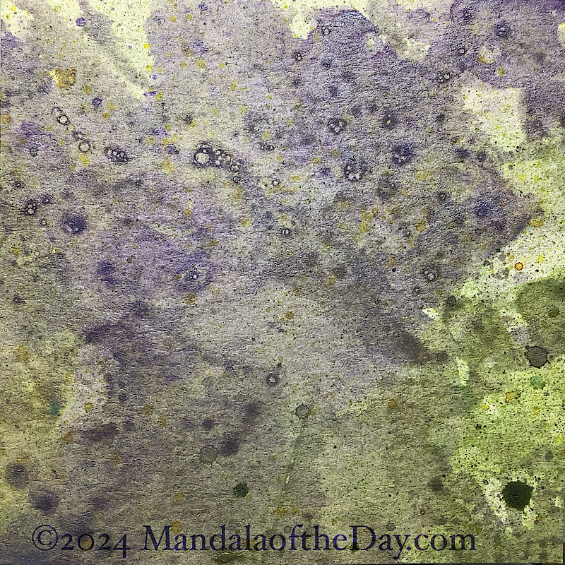 MotD 24-252 Power — Before. textured abstract background of light green with a textured glaze of metallic purple and green on top.
