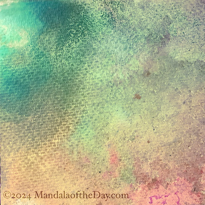 MotD 24-333 Kind — before. textured abstract background with colors of mottled green, yellow, peach, and off-white.