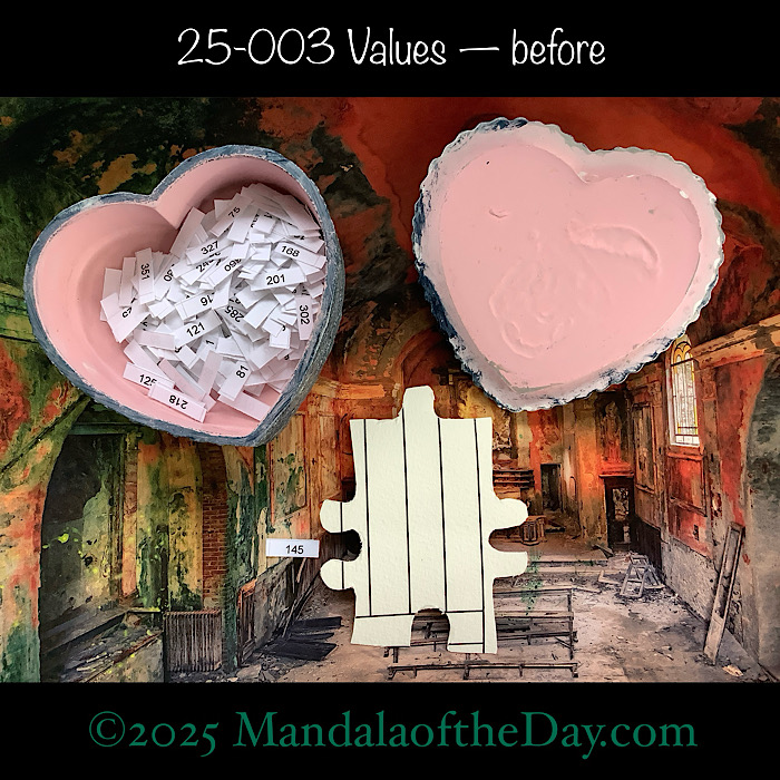 MotD 25-003 Values - before. front view of puzzle piece 145