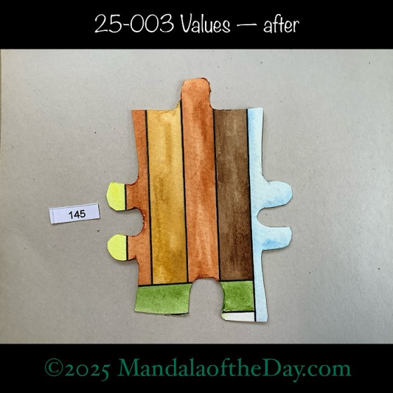 MotD 25-003 Values - after. front view of puzzle piece 145