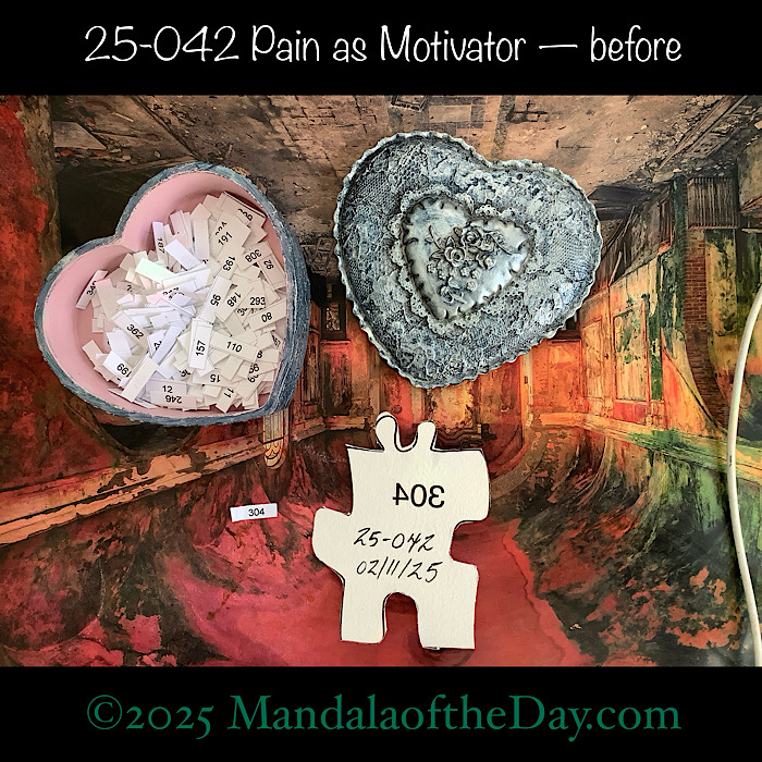 MotD 25-042 Pain as Motivator — before. Back side Puzzle Piece No. 304.