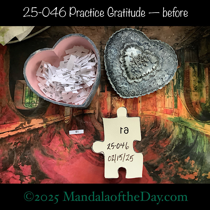 MotD 25-046 Practice Gratitude — before. Back view of Puzzle Piece No. 61