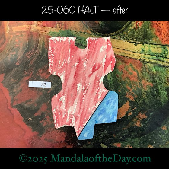 MotD 25-060 HALT — after. Painted front side of Puzzle Piece No. 72. with colors of red, white, and blue