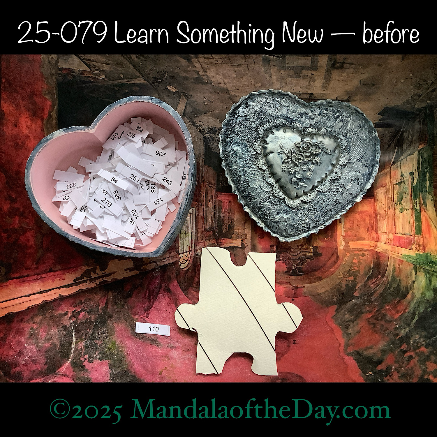 MotD 25-079 Learn Something New — before. front side of Puzzle Piece No. 110