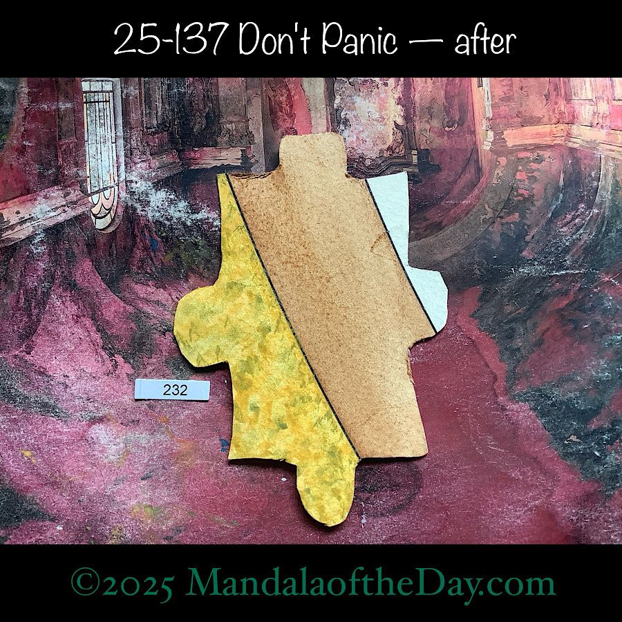 MotD 25-137 Don't Panic — after. painted front side of Puzzle Piece No. 232