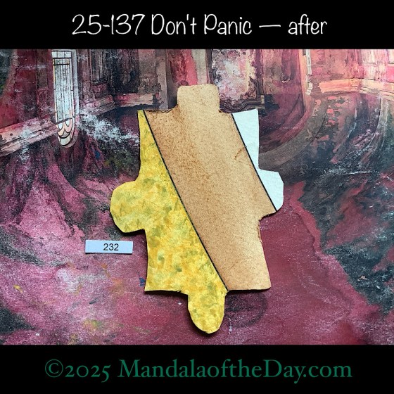MotD 25-137 Don't Panic — after. painted front side of Puzzle Piece No. 232