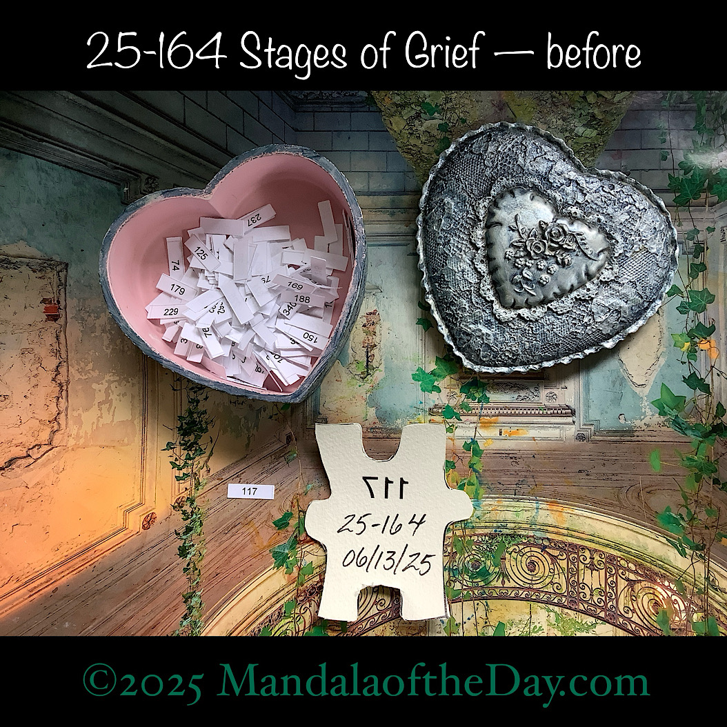 Mandala of the Day 25-164 Stages of Grief — before. back side of Puzzle Piece No. 117