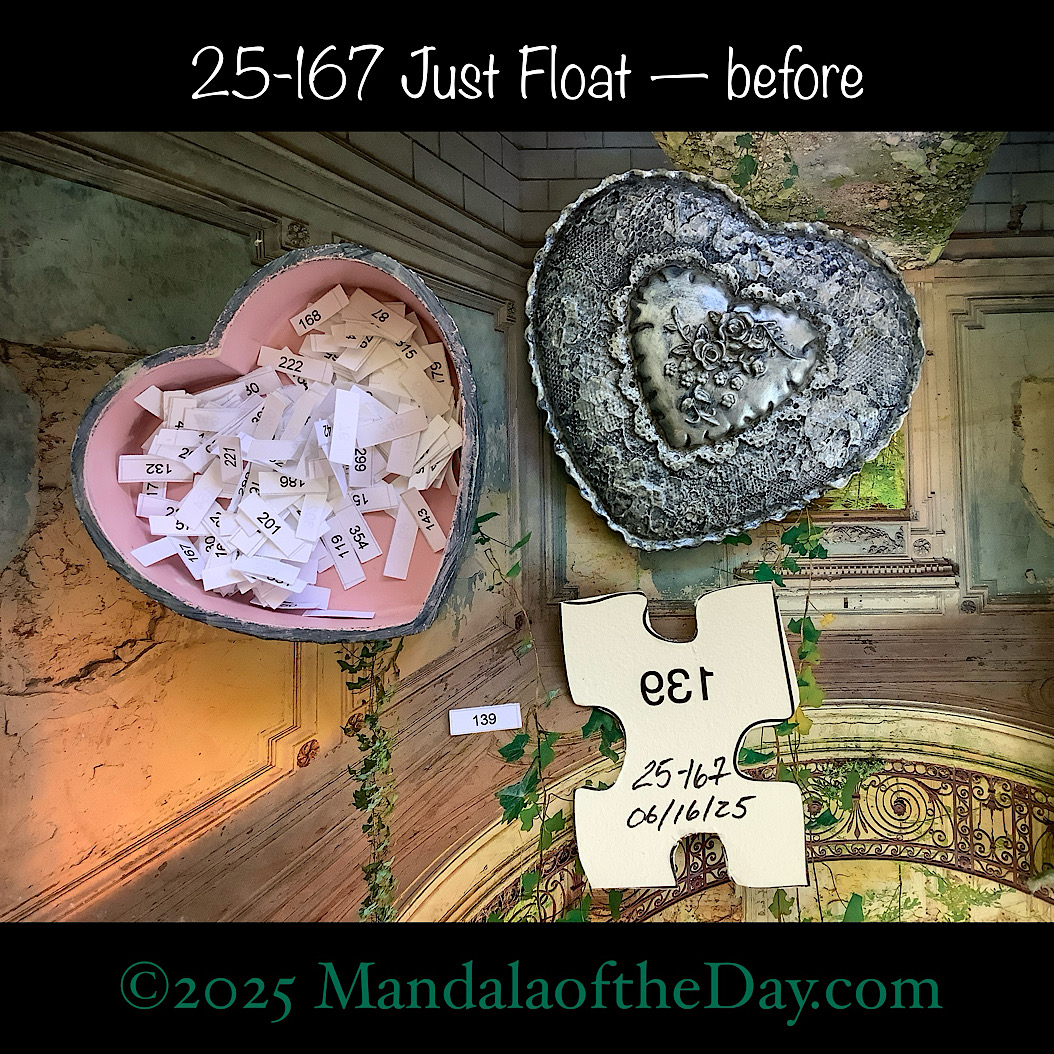 Mandala of the Day 25-167 Just Float — before. back side of Puzzle Piece No. 139
