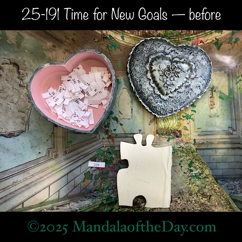 Mandala of the Day 25-191 Time for New Goals — before. front side of Puzzle Piece No. 229