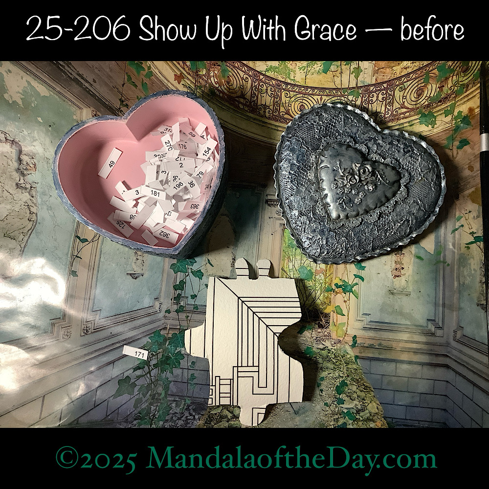 Mandala of the Day 25-206 Show Up With Grace — before. front side of Puzzle Piece No. 171